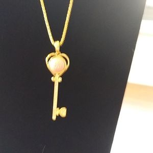 Gold Necklace With Bling Key Pendant